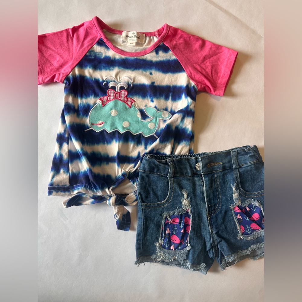 Marie Nicole Whale Appliqué Matching Set